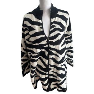Diane Von Furstenberg DVF Vintage Zebra Duster Cardigan Sweater Large